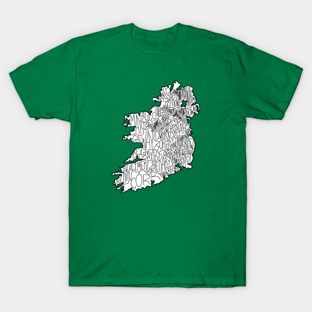 Map of Irish Counties T-Shirt by calenbundalas